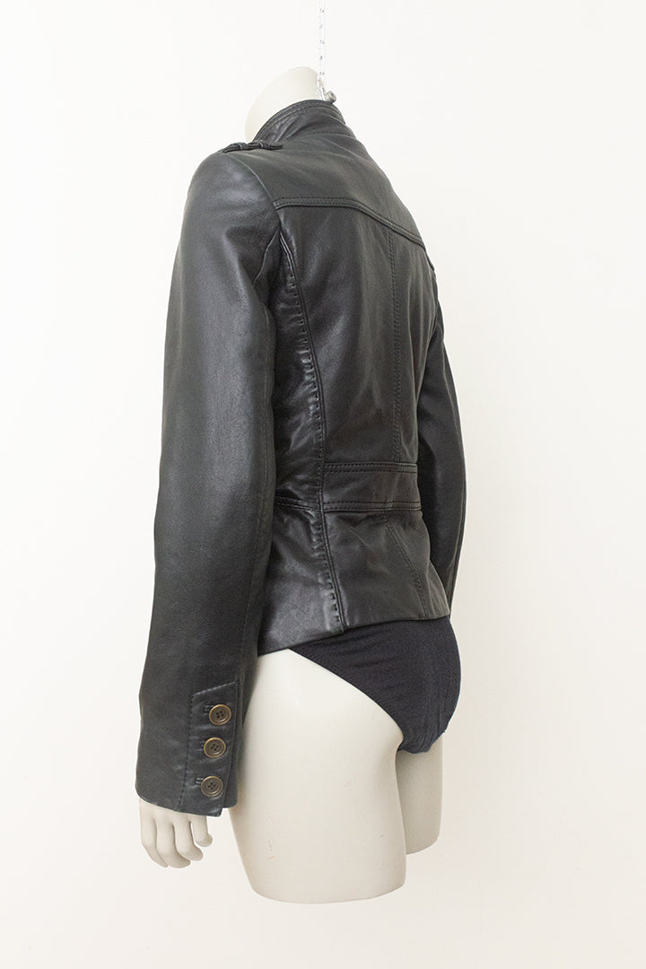Zwarte leren jas vintage Massimo Dutti