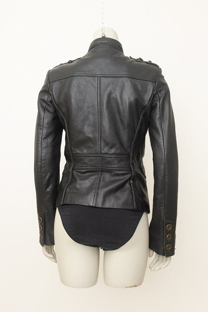 Zwarte leren jas vintage Massimo Dutti