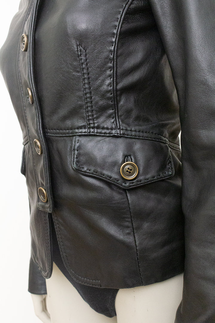 Zwarte leren jas vintage Massimo Dutti
