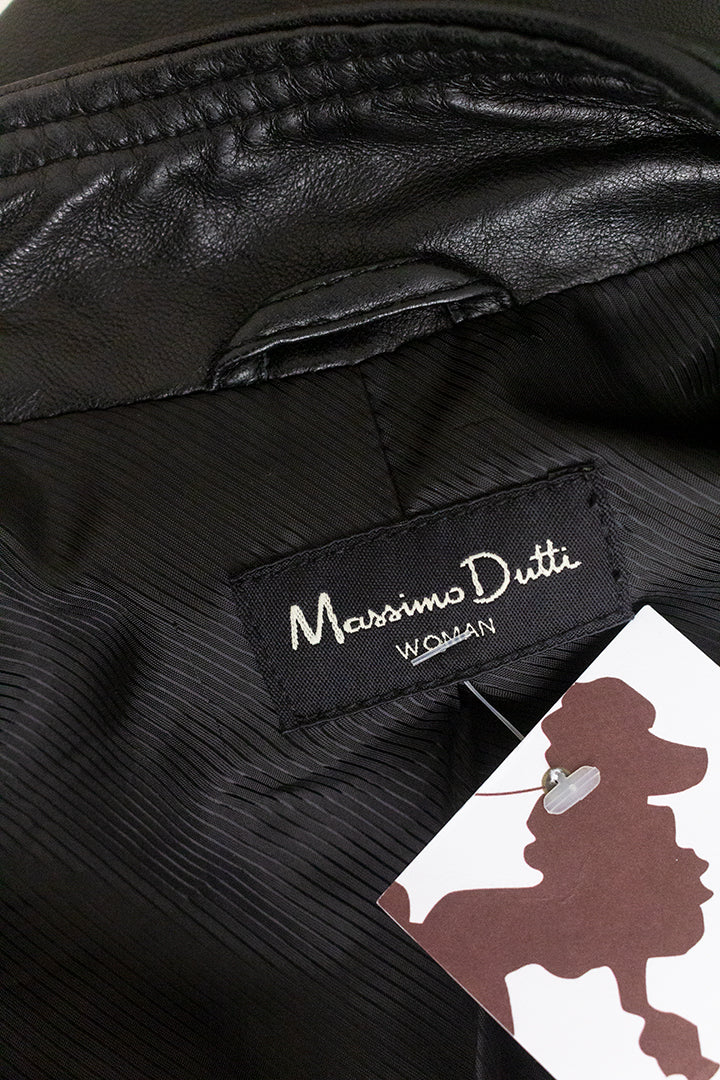 Zwarte leren jas vintage Massimo Dutti