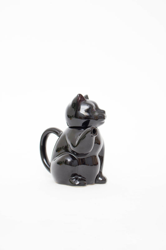 Zwarte porseleinen theepot kat