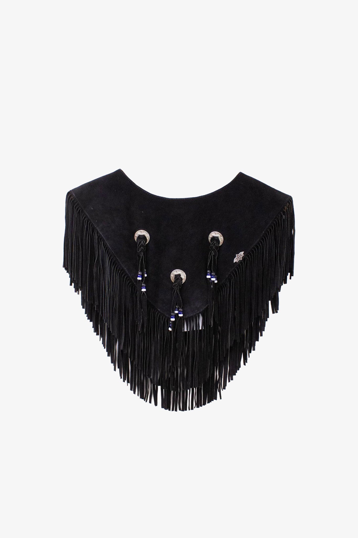 Zwarte suède leer western fringe cape Stars & Stripes