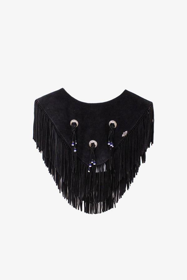 Zwarte suède leer western fringe cape Stars & Stripes