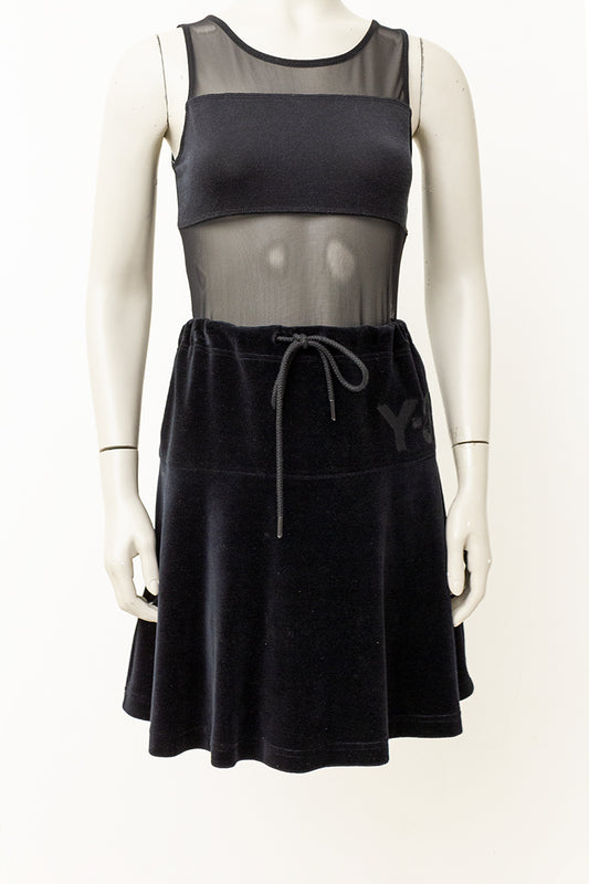 Zwarte velvet minirok Yohji Yamamoto Y3