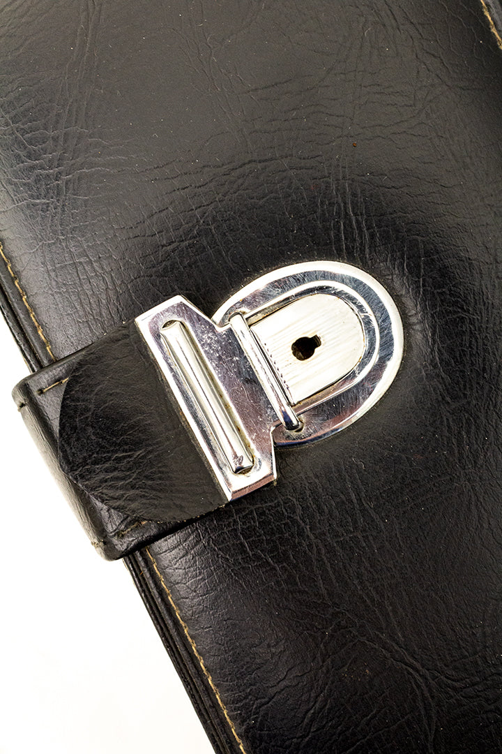 Zwarte vintage cameratas met gesp en schouderband