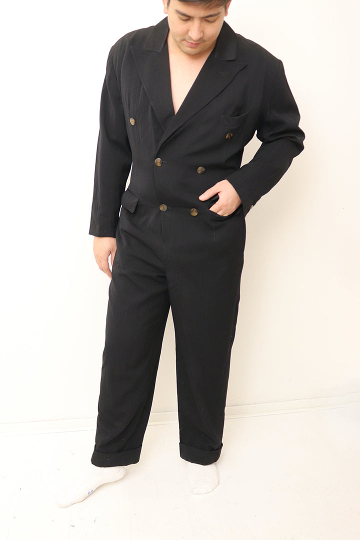 Zwarte vintage jumpsuit voor heren Jean Paul Gaultier x Gibo jaren 80