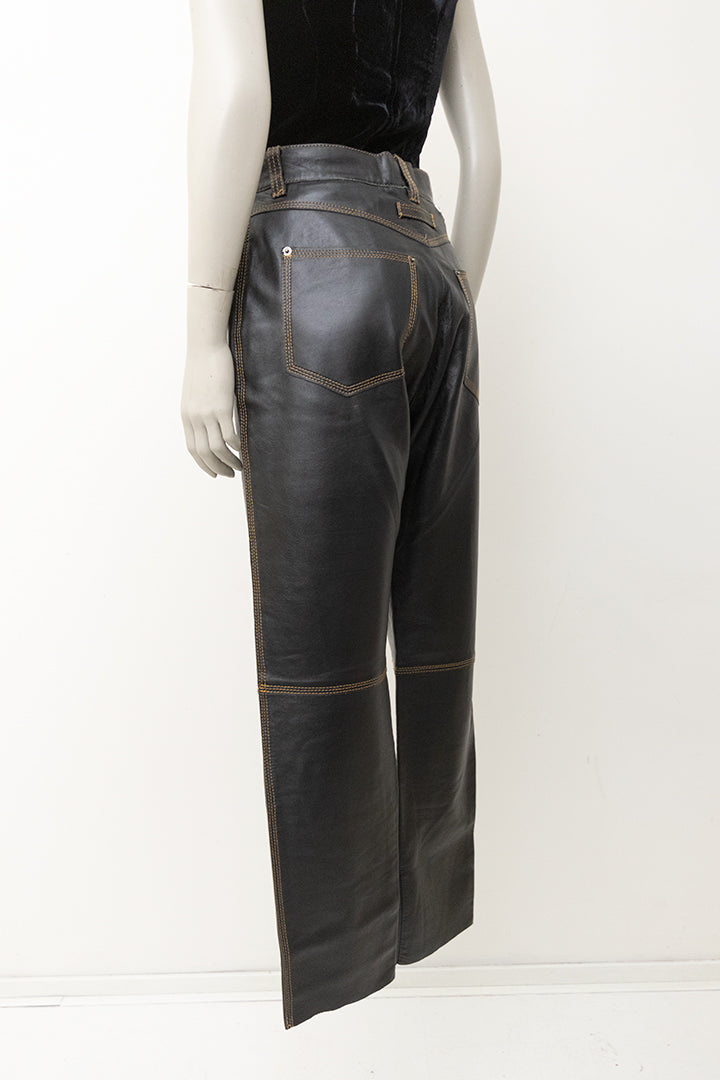 Zwarte vintage leren broek Jean Paul Gaultier