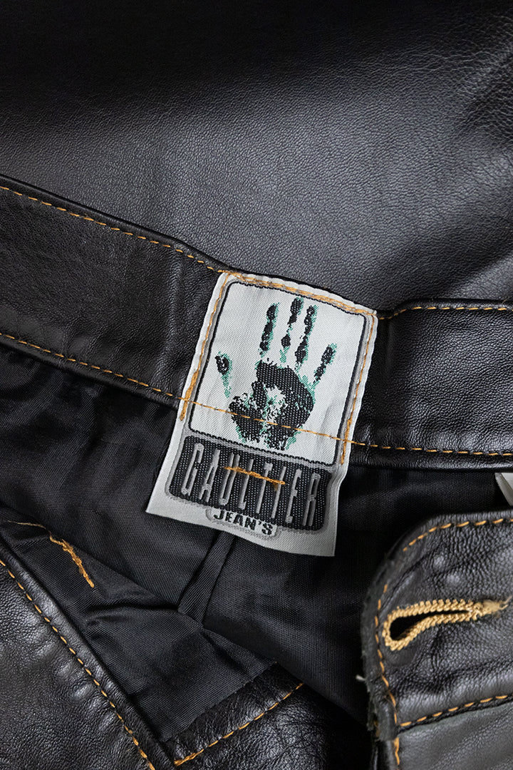 Zwarte vintage leren broek Jean Paul Gaultier