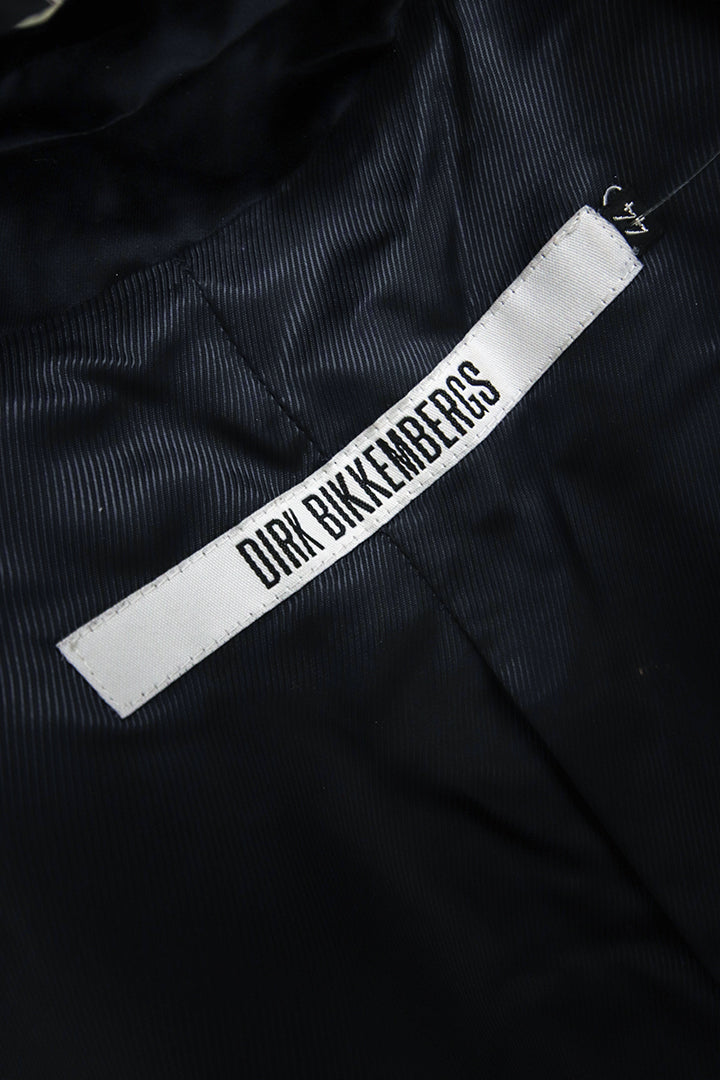 Zwarte vintage satijnen blazer met puntig revers Dirk Bikkembergs