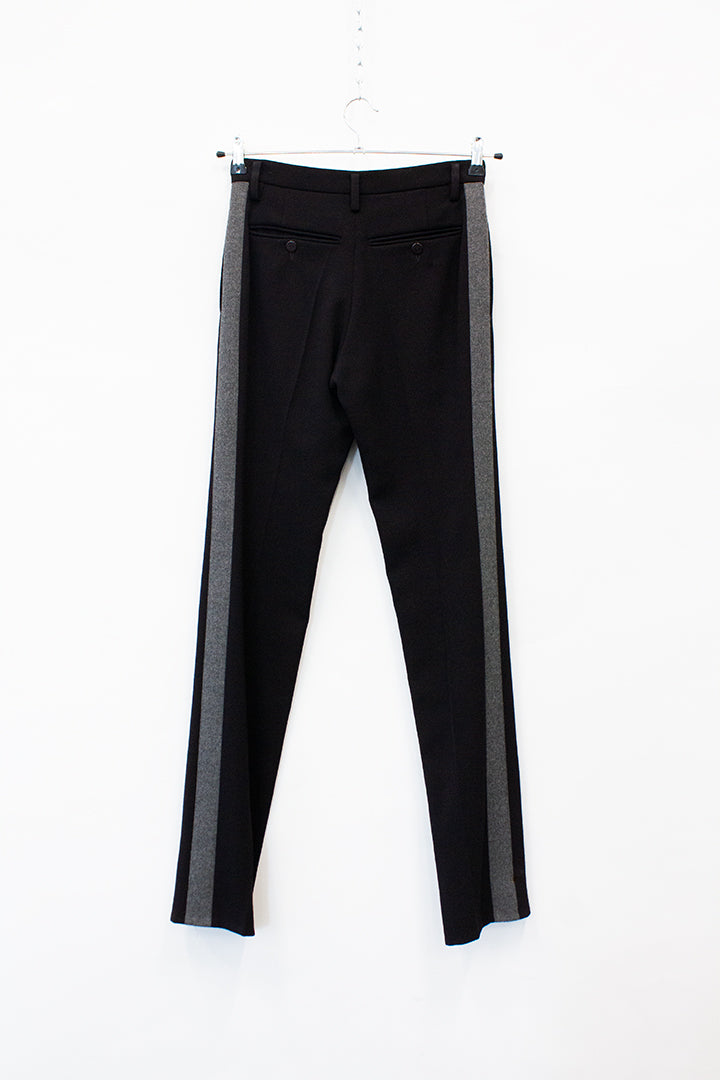 Zwarte wollen Balenciaga pantalon met grijze bies