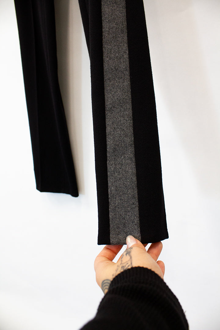 Zwarte wollen Balenciaga pantalon met grijze bies