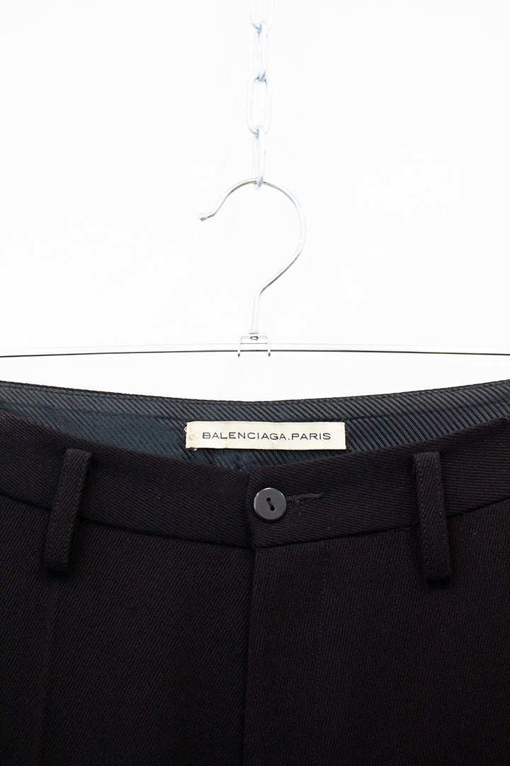 Zwarte wollen Balenciaga pantalon met grijze bies