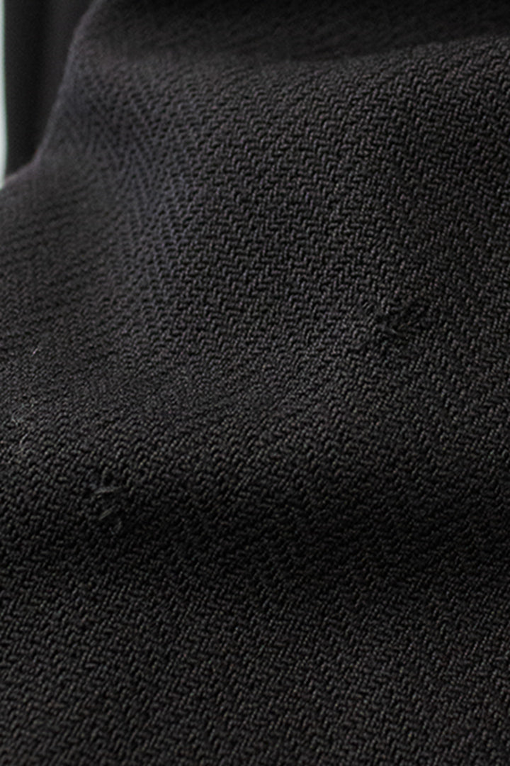 Zwarte wollen Dries van Noten jasje met knopen en satijnen band