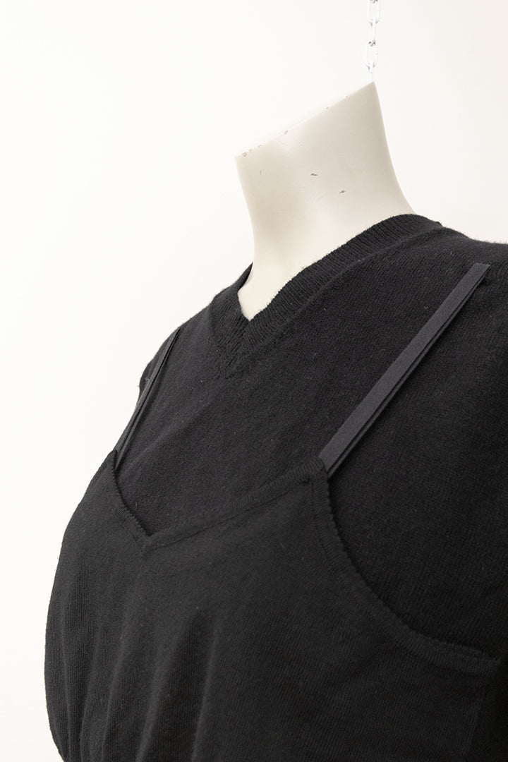 Zwarte wollen trui Comme des Garçons met ingebreide top