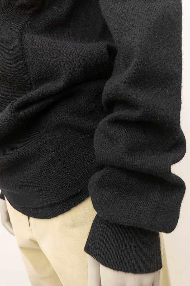 Zwarte wollen trui Comme des Garçons met ingebreide top