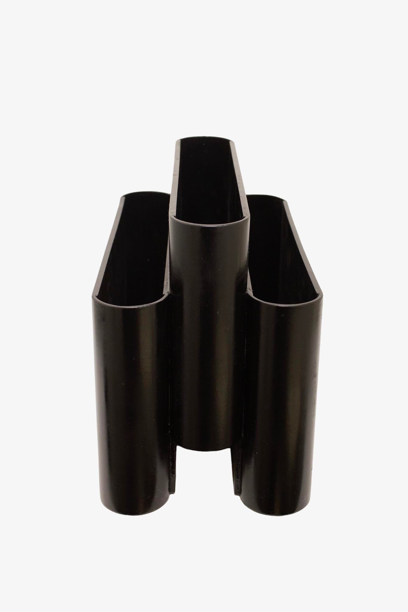 Vintage zwarte houten Kartell-stijl lectuurbak