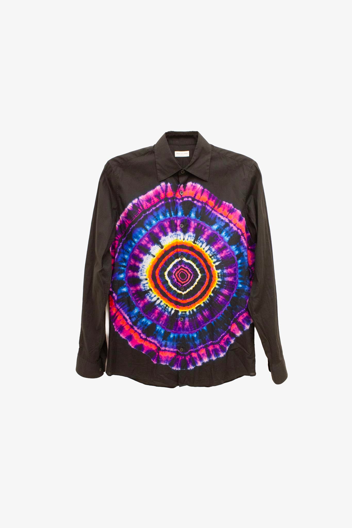 Zwart multicolor Dries van Noten AW19 'Iris' tie dye blouse