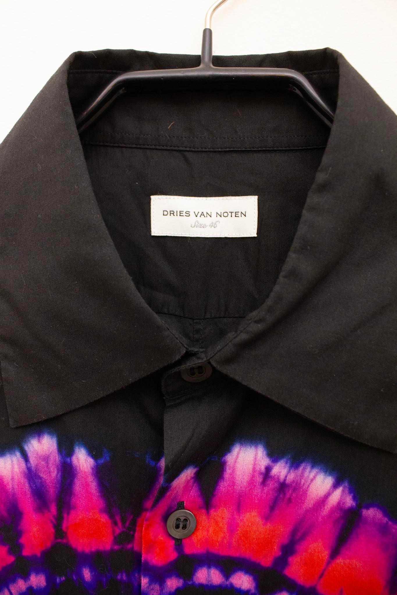 Zwart multicolor Dries van Noten AW19 'Iris' tie dye blouse