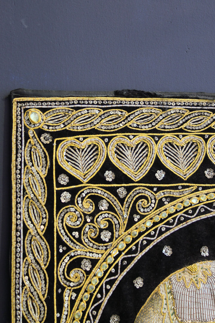 Birmees vintage Kalaga olifanten schilderij / wandkleed 130x80