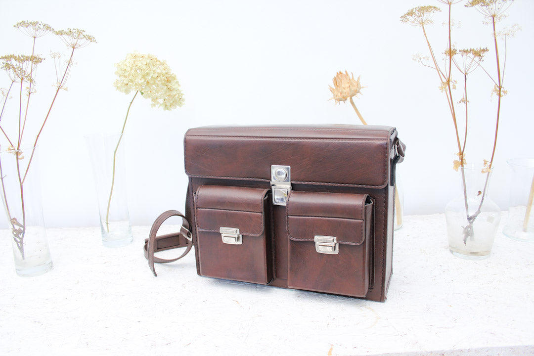 Seventies vintage bruine schoudertas