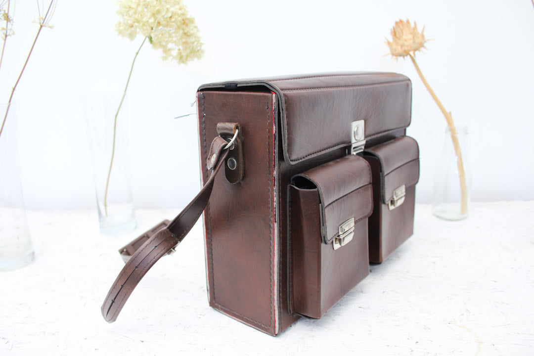 Seventies vintage bruine schoudertas