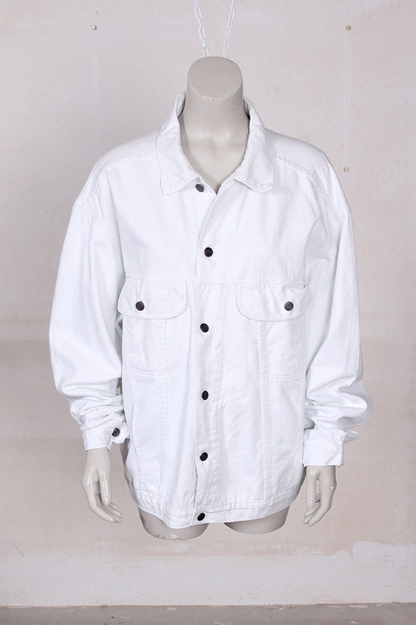 Wit denim vintage spijkerjas patches Budget jacket