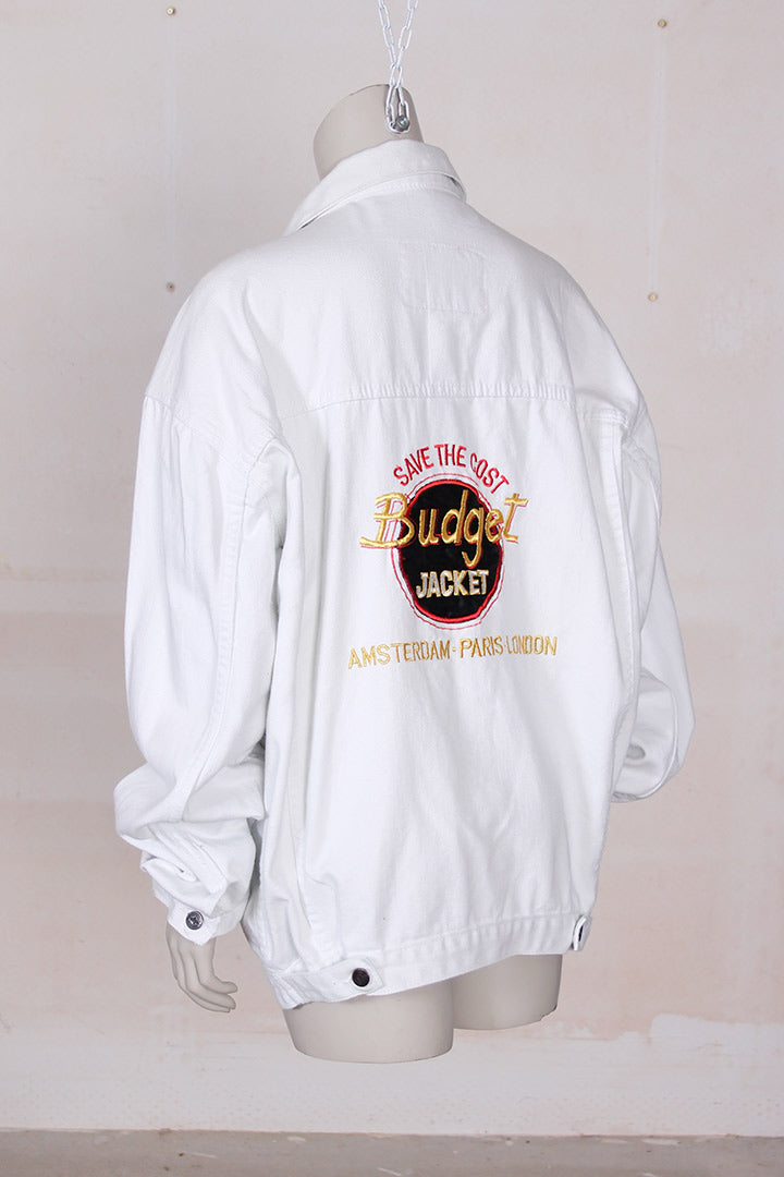 Wit denim vintage spijkerjas patches Budget jacket