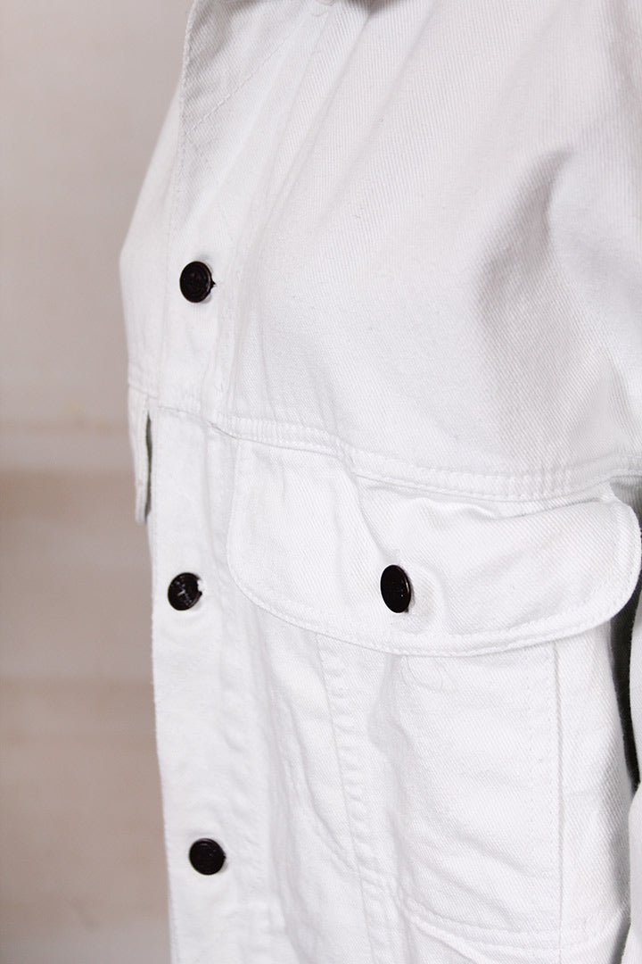 Wit denim vintage spijkerjas patches Budget jacket