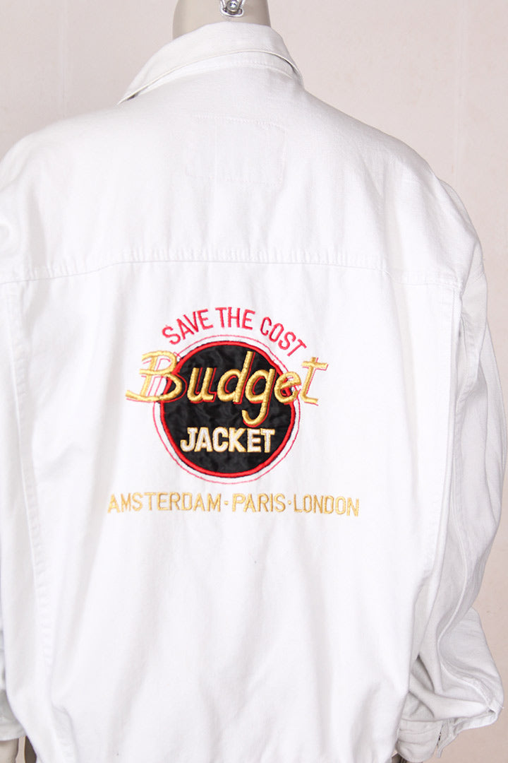 Wit denim vintage spijkerjas patches Budget jacket