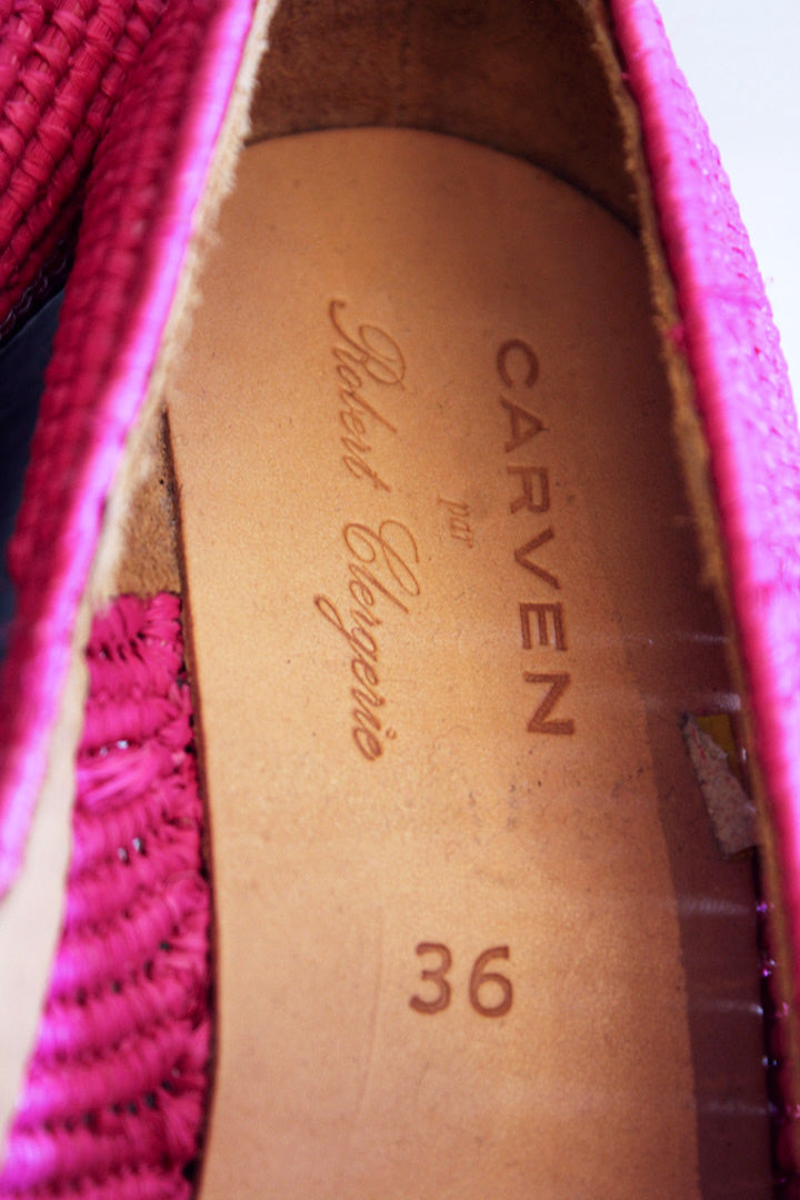 Roze raffia wedges met plateauzool van Carven by Robert Clergerie maat 36