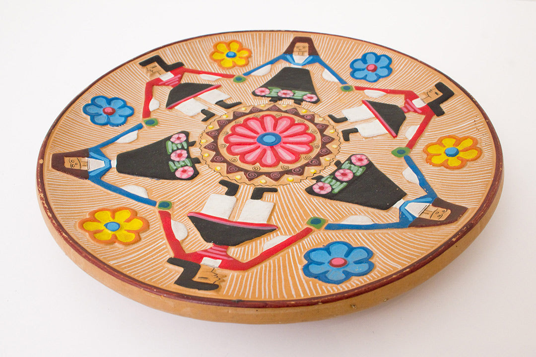 Deens vintage keramieken bordje folklore dans