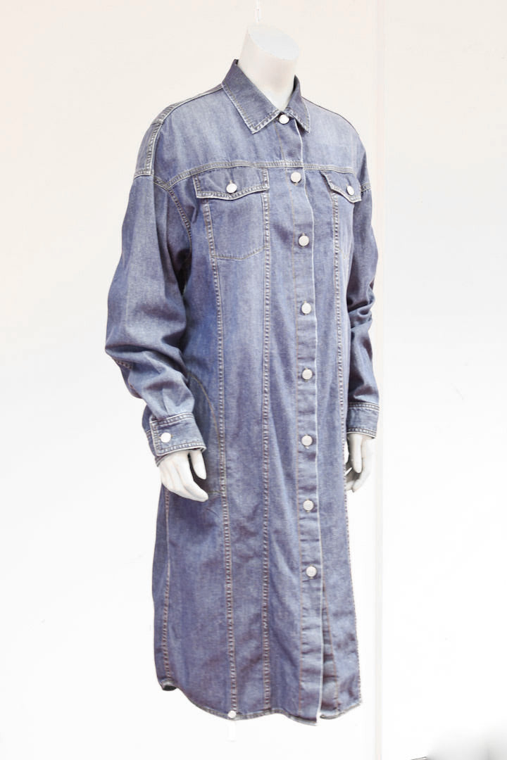 Dries van Noten denim jurk / jas met knopen aan de voorkant