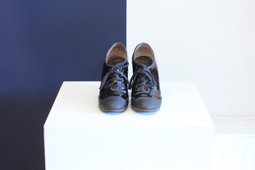 Dries van Noten zwarte sporty lak pump lace ups maat 36