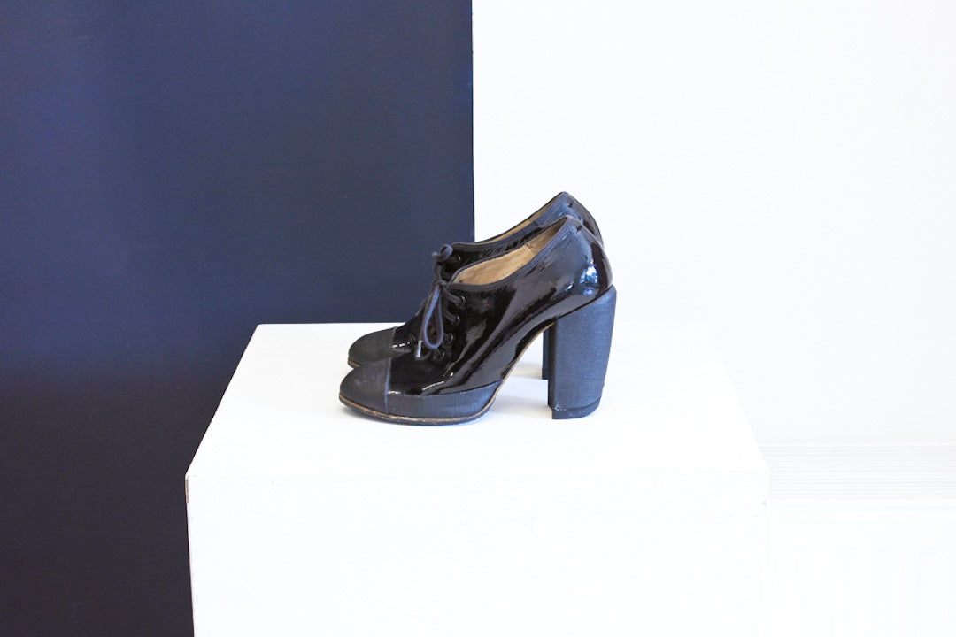 Dries van Noten zwarte sporty lak pump lace ups maat 36