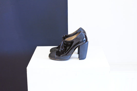 Dries van Noten zwarte sporty lak pump lace ups maat 36