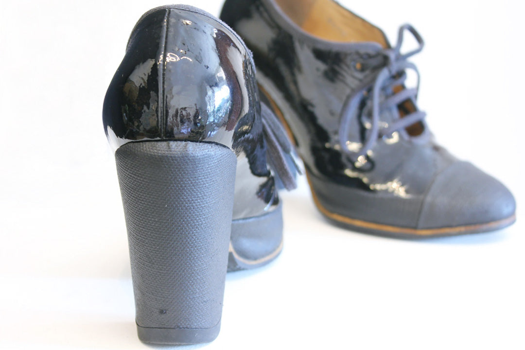 Dries van Noten zwarte sporty lak pump lace ups maat 36