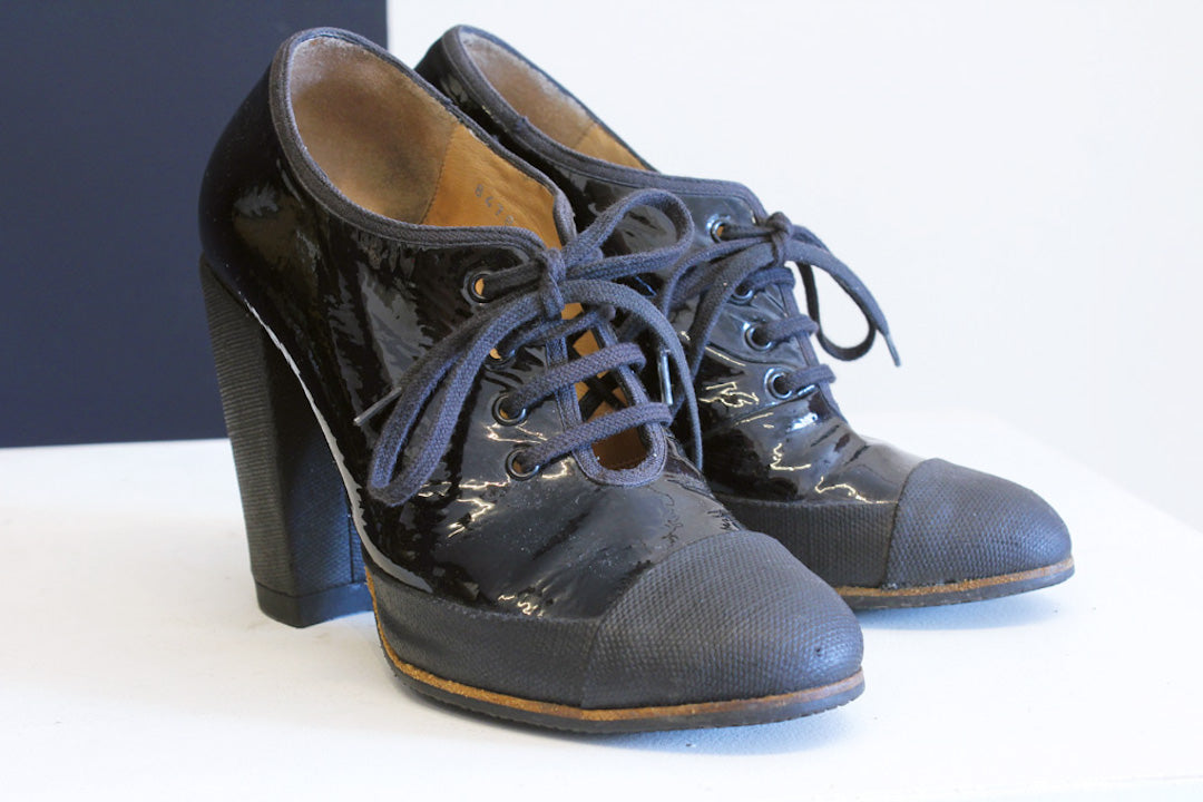 Dries van Noten zwarte sporty lak pump lace ups maat 36