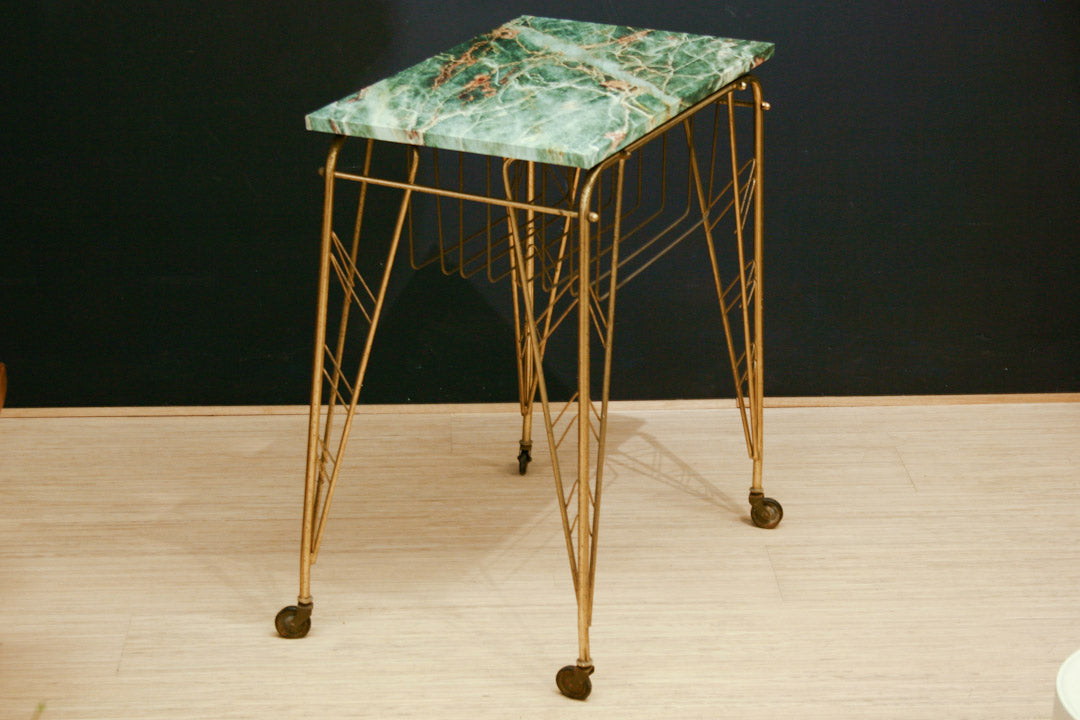 Franse Art Deco bijzettafel groen marmer look