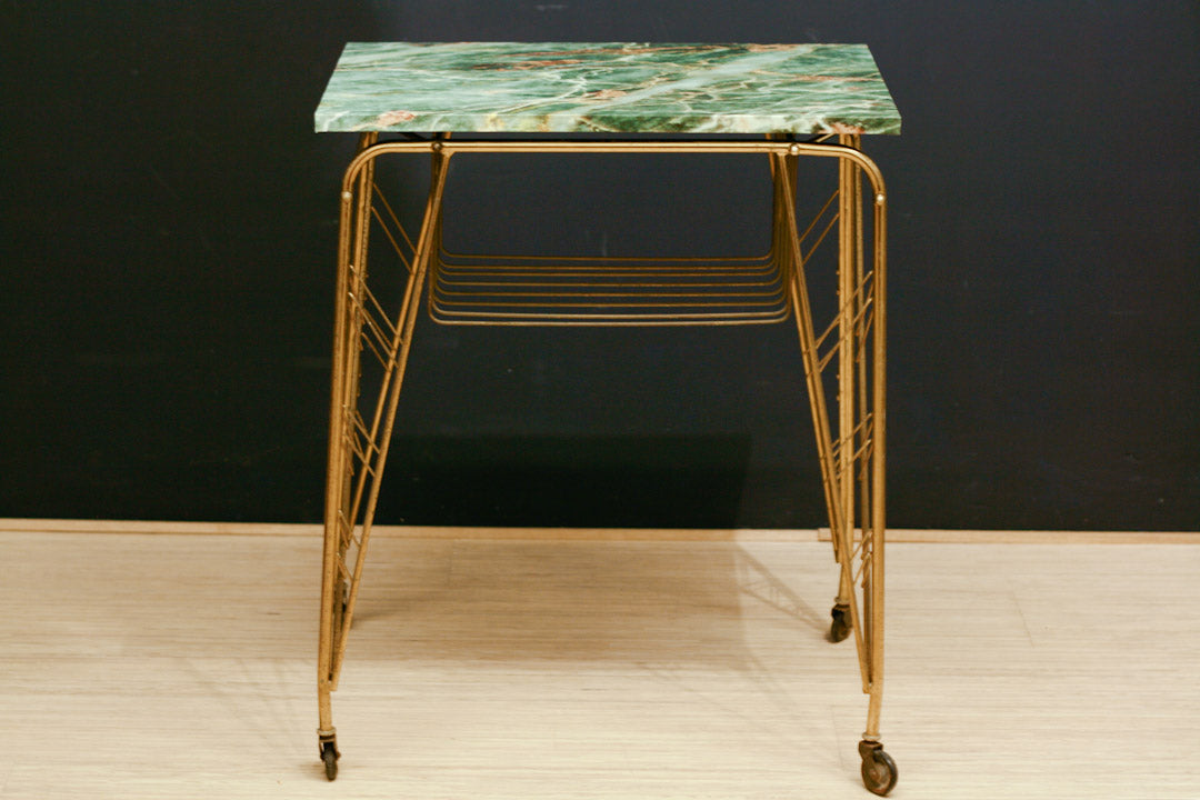 Franse Art Deco bijzettafel groen marmer look