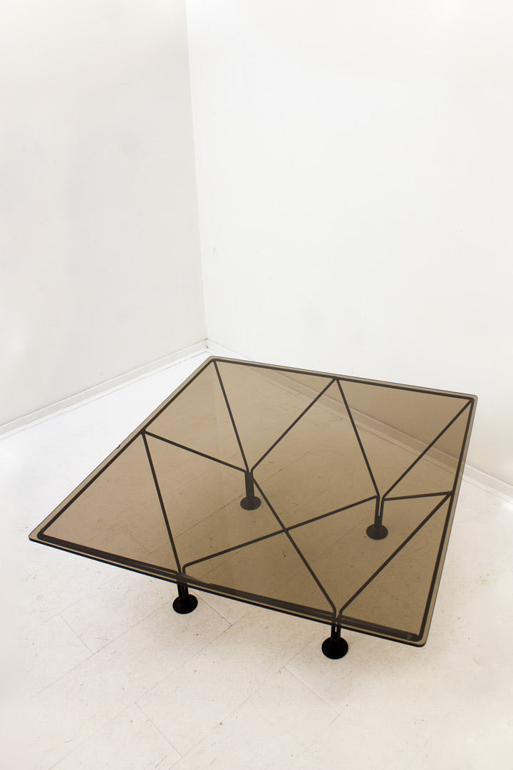 Vintage zwarte geometrische salontafel Paolo Piva-look