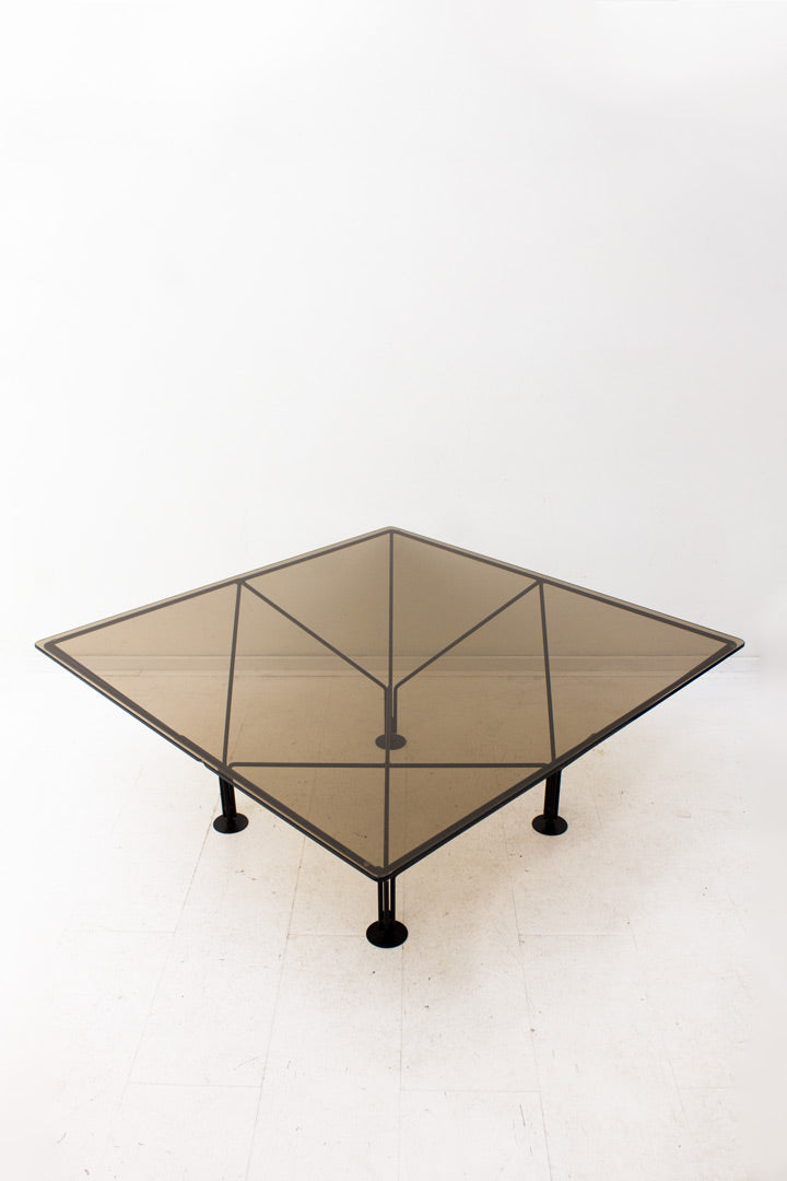 Vintage zwarte geometrische salontafel Paolo Piva-look