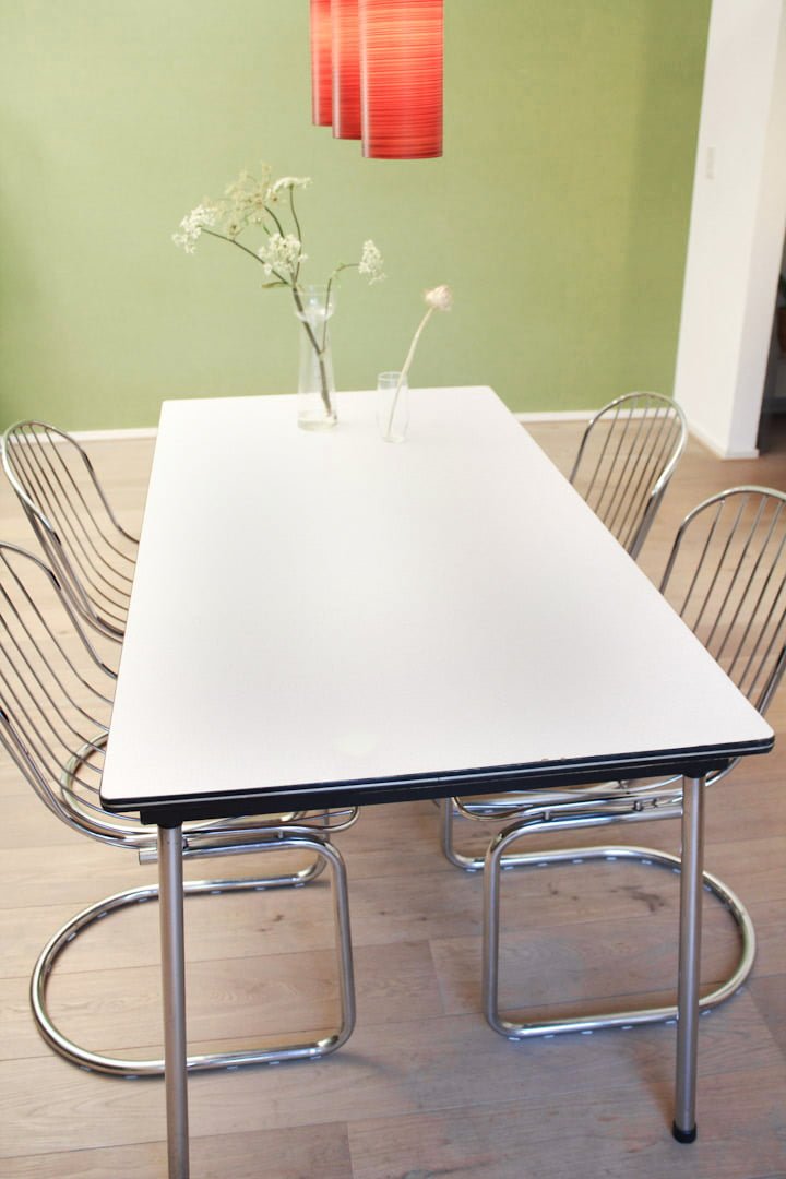 Grote vintage formica eettafel 161 x 80