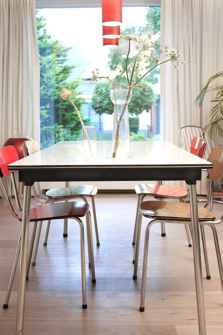 Grote vintage formica eettafel 161 x 80