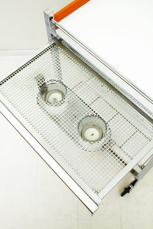 Vintage jaren 70 trolley met warmhoudplaat