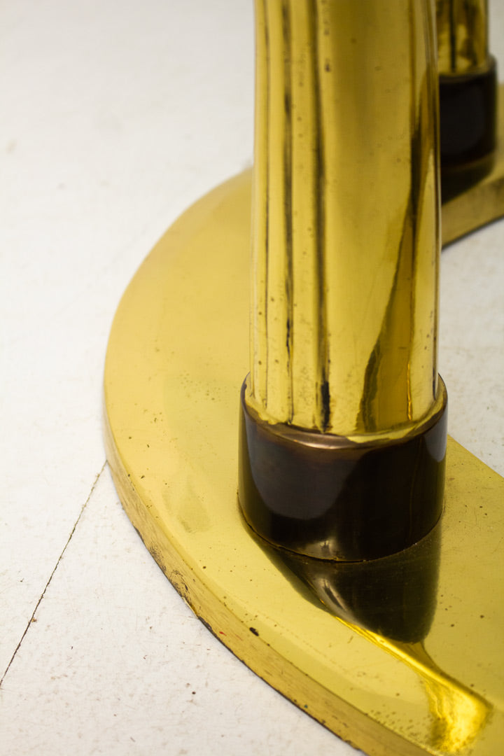 Hollywood Regency messing salontafel met glas