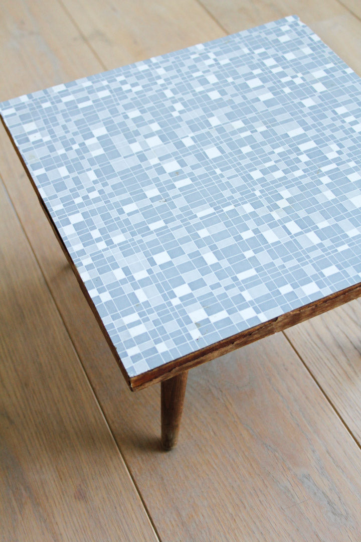 Blauw mozaik plantentafeltje hout met fineer