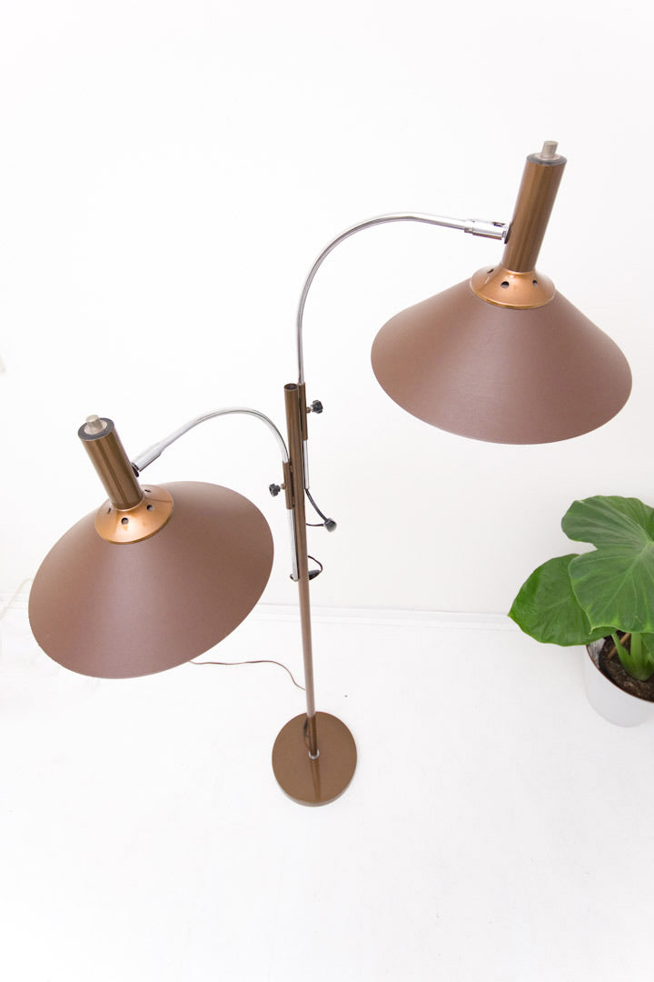 Jaren 60 bruine OMI vloerlamp Sölken Leuchten