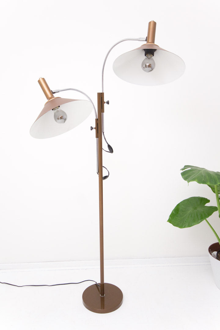 Jaren 60 bruine OMI vloerlamp Sölken Leuchten