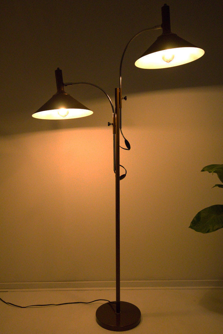 Jaren 60 bruine OMI vloerlamp Sölken Leuchten