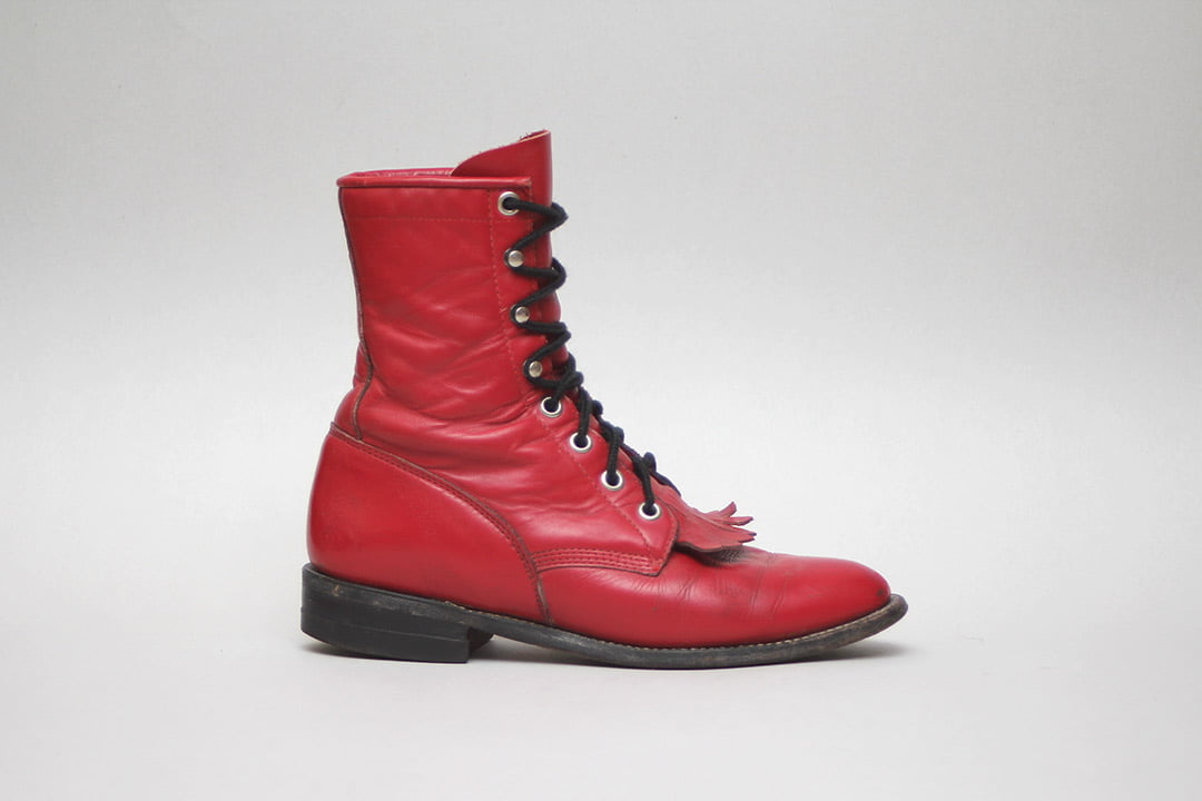 Vintage rode veterlaarzen cowboy maat 37